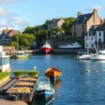 A Roscoff kikötője, friss hagymák és csónakok a vízen.