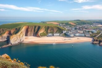 Saint-Lunaire gyönyörű tengerparti kilátása a francia parton.