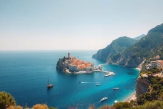 Eze-sur-Mer festői tengerparti látvány Franciaországban