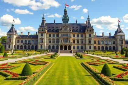 A Rosenborg kastély gyönyörű külseje és kertje Koppenhágában.