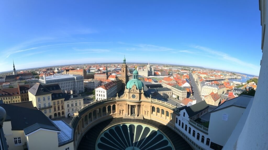 Kilátás Koppenhága városáról a Kerek Toronyból