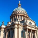 A Márványtemplom (Frederiks Kirke) impozáns kupolája Koppenhágában.