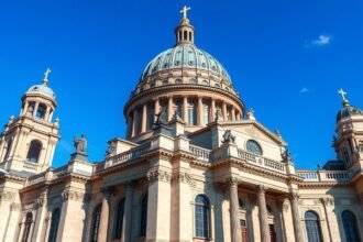 A Márványtemplom (Frederiks Kirke) impozáns kupolája Koppenhágában.