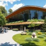 Koppenhága Állatkert pandaház és látogatók egy gyönyörű parkban