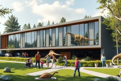 NaturBornholm időutazó élményközpont Aakirkebyben, dinoszauruszokkal.
