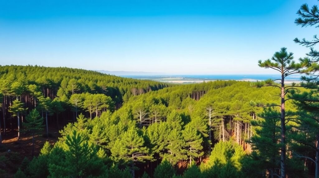 Almindingen erdő Aakirkebyben, Dánia gyönyörű természete