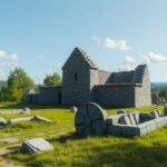 Gamleborg várromjai Aakirkebyben, Dánia, a 10. századból.