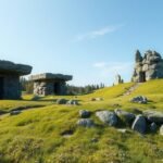 Őskori megalitikus sírok Aakirkeby környékén Dánia