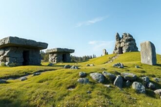 Őskori megalitikus sírok Aakirkeby környékén Dánia