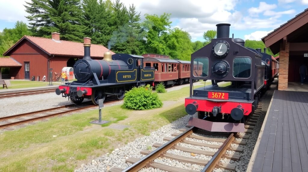 Régi mozdonyok az Aakirkeby vasúti múzeumban, Bornholm