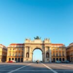 A Lisszabonban található Diadalív a Praça do Comércio mellett
