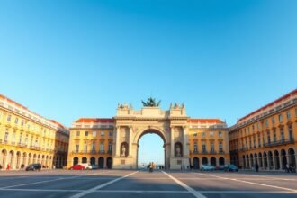A Lisszabonban található Diadalív a Praça do Comércio mellett