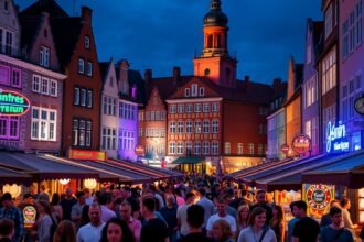 Jomfru Ane Gade éjjel, bulizás és napsütés a dán városban