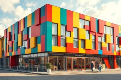 LEGO House Billund színes épülete a LEGO élmények központjában