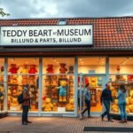 Játékmaci Múzeum bejárata Billund városában, sok macival.