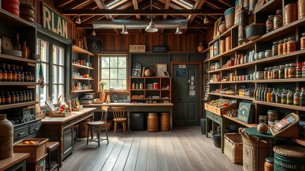 Bindeballe Købmandsgård régi szatócsbolt belső tere