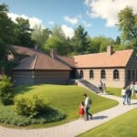 A Vandel Bunker Múzeum épülete és környezete Billund közelében.