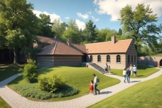 A Vandel Bunker Múzeum épülete és környezete Billund közelében.