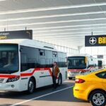 Billund repülőtér közlekedési lehetőségei, buszok és taxik