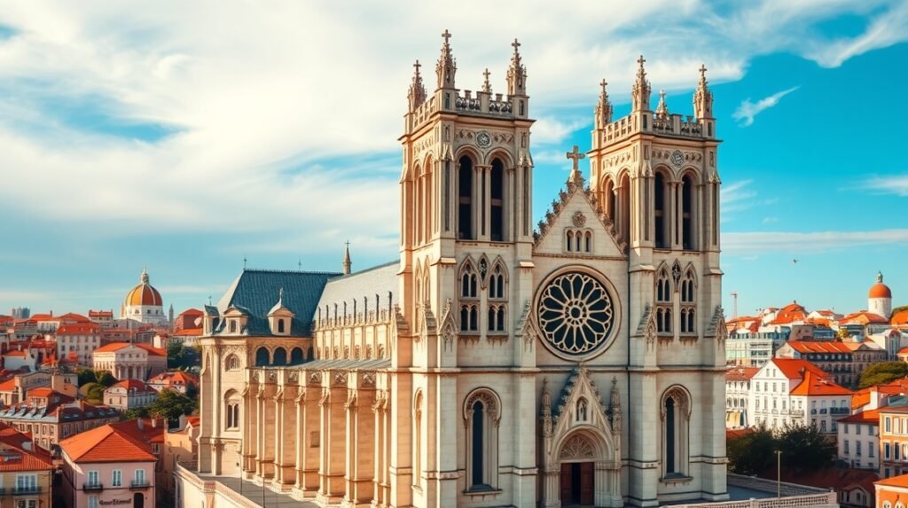 A Sé de Lisboa katedrális Lisszabonban, román és gótikus stílusban.