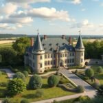 Brundlund kastély Aabenraa közelében, gyönyörű kastélypark és építészeti részletek