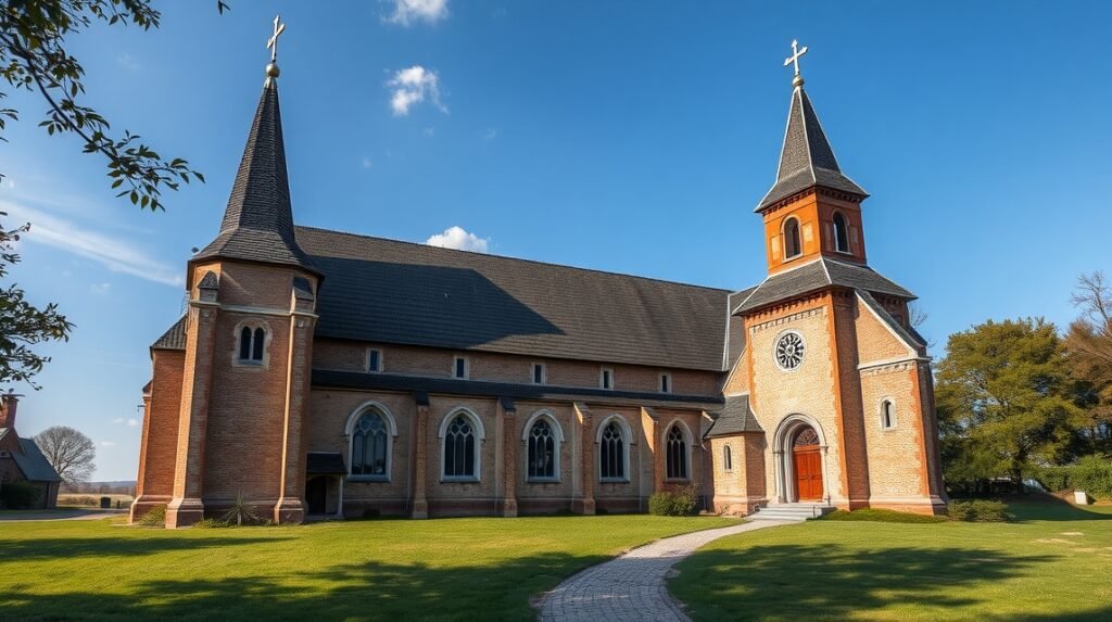 A Varnæs templom Blåkrogban, Dánia – történelmi építészet.