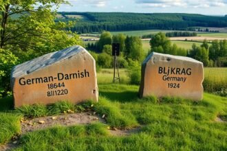 Régi német-dán határkövek Blåkrog környékén.