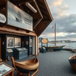 Az Aabenraa Múzeum kültéri kiállítása tengerészeti hajómodellekkel.