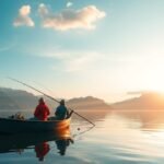 Horgászat a fjordokban, naplementében, Blåkrogban