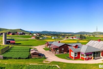 Blåkrog farmok és friss termények dán vidékén