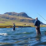 Horgászás Blåkrogban, Dánia gyönyörű tavai mellett.