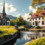 Boeslunde templom és szent forrás a dán vidéken