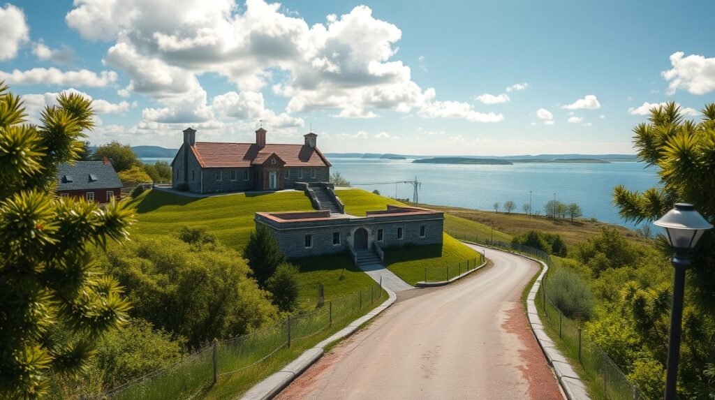 A Korsør erőd környezete Boeslunde közelében, gyönyörű tengerparti kilátással.