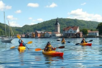 Kajakozás a Skælskør-fjordban Boeslunde közelében, Dánia