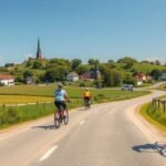 Kerékpárosok Boeslunde vidéki útján, Dánia