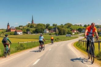 Kerékpárosok Boeslunde vidéki útján, Dánia