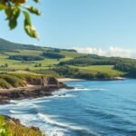 Nyugat-Sjælland vadregényes partvidéke, homokos strandok és zöld dombok.