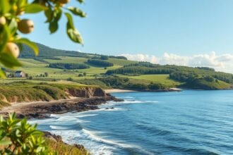 Nyugat-Sjælland vadregényes partvidéke, homokos strandok és zöld dombok.