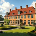 Brovst Bratskov udvarház gyönyörű kerttel és építészeti részletekkel