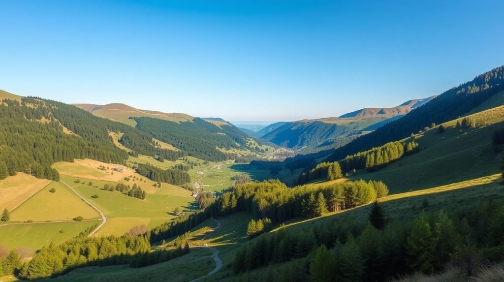 Panorámás kilátás a Fosdalen völgyre Brovst közelében, Dánia.