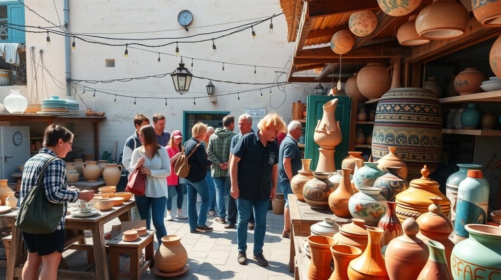 Látogatás Brovst kerámia műhelyében, ahol kézművesedés folyik.