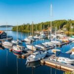 Attrup Havn kikötője rusztikus halászhajókkal Észak-Dániában.