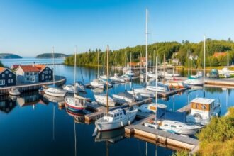 Attrup Havn kikötője rusztikus halászhajókkal Észak-Dániában.
