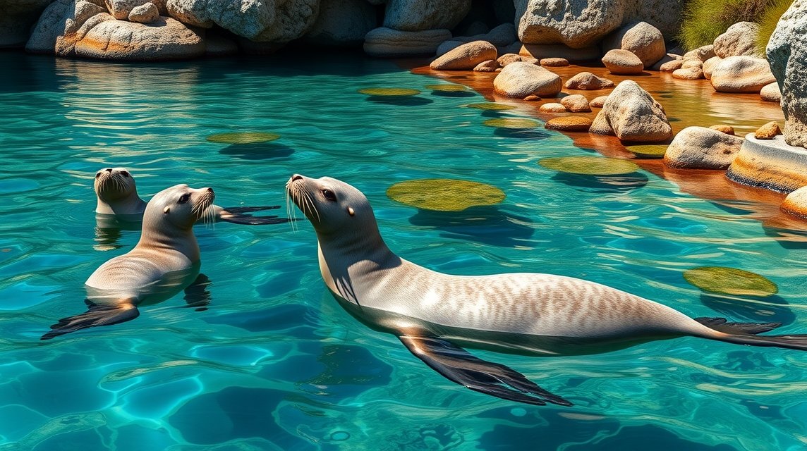 Mediterrán fókák úsznak Alonissos kristálytiszta vizében