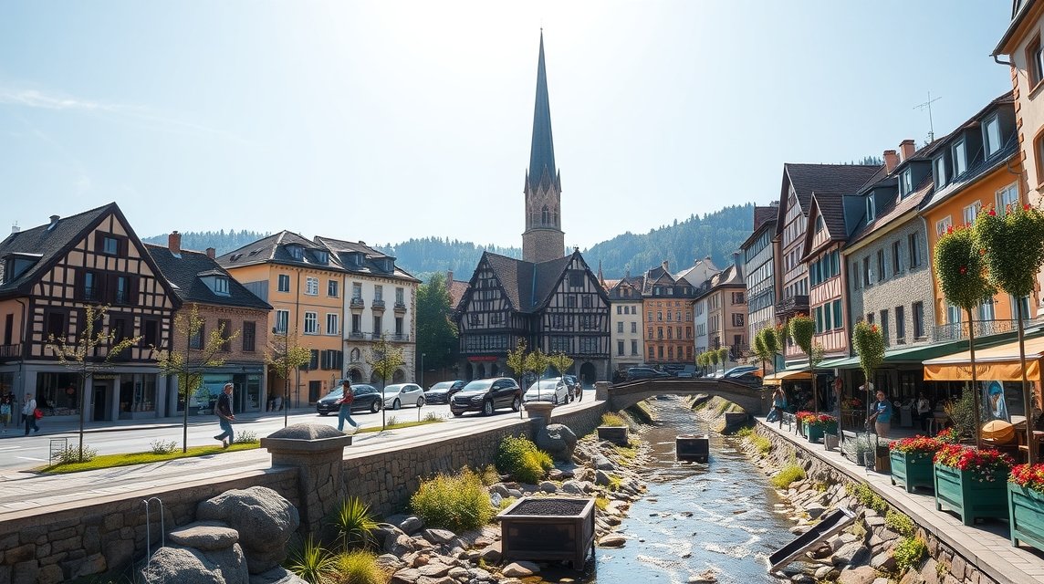 Freiburg im Breisgau, a picturesque view of Bächle and historic architecture.