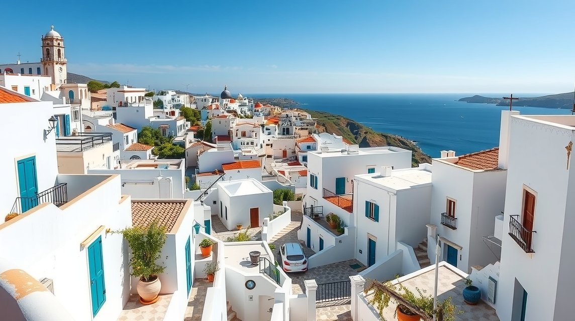 Kilátás Frigilianából, Andalúzia legfehérebb falujából, tengerre.