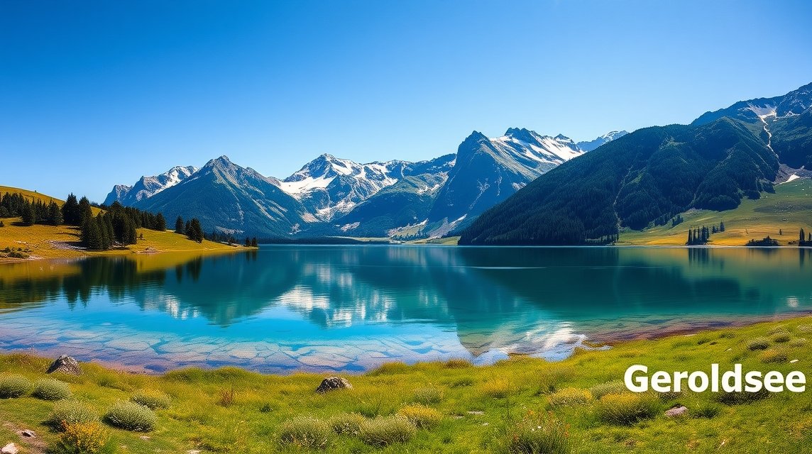 A lenyűgöző Geroldsee tó a Karwendel hegyekkel körülvéve.