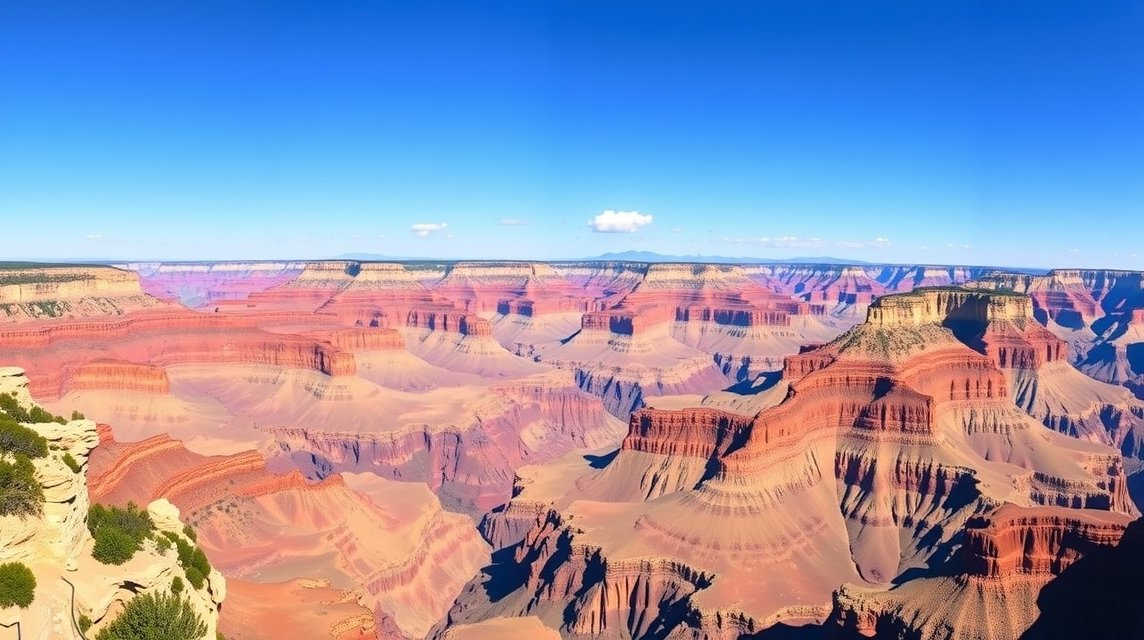 Kilátás a Grand Canyon déli pereméről nyújtózkodó szakadékról