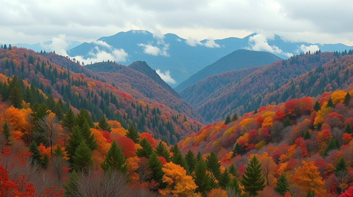 Fantasztikus őszi táj a Great Smoky Mountains nemzeti parkban.