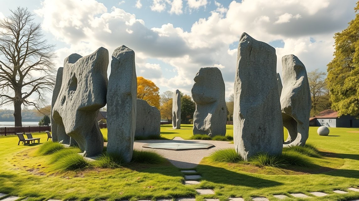 A Guldhorn-kövek emlékműve Møgeltønderben, Dánia.